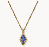 KENDRA SCOTT- Adeline Short Pendant Vintage Gold Necklace in Blue Lapis