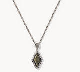 KENDRA SCOTT- Adeline Short Pendant Vintage Silver Necklace in Golden Obsidian