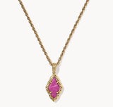 KENDRA SCOTT- Adeline Short Pendant Vintage Gold Necklace in Dark Fuchsia Variegated