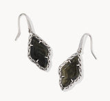 KENDRA SCOTT- Adeline Vintage Silver Drop Earrings in Golden Obsidian