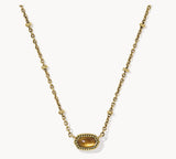 KENDRA SCOTT- Mini Elisa Vintage Gold Satellite Necklace in Marbled Amber Illusion