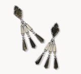 KENDRA SOTT- Adeline Vintage Silver Statement Earrings in Black Mix
