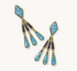 KENDRA SCOTT- Adeline Vintage Gold Statement Earrings in Blue Mix