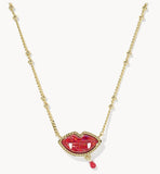 KENDRA SCOTT- Vampire Short Pendant Necklace in Gold Red Kyocera Opal