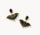 KENDRA SCOTT- Bat Drop Earrings in Gold Black Mix