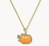 KENDRA SCOTT- Pumpkin Long Pendant Necklace in Gold Orange Mother of Pearl