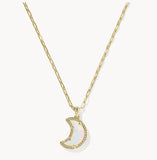 KENDRA SCOTT- Moon Short Pendant Necklace in Gold White Opalescent Resin