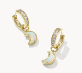 KENDRA SCOTT- Moon Huggie Earrings in Gold White Mix