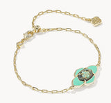 KENDRA SCOTT- Abbie Gold Medallion Delicate Chain Bracelet in Abalone Sea Green Mix