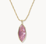 KENDRA SCOTT- Ophelia Gold Large Long Pendant in Light Mauve Illusion