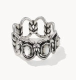 KENDRA SCOTT- Joan Vintage Silver Band Ring in Ivory Mother of Pearl