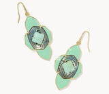 KENDRA SCOTT- Abbie Gold Medallion Drop Earrings in Abalone Sea Green Mix