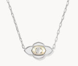 KENDRA SCOTT- Abbie Rhodium Medallion Pendant Necklace in White Mix