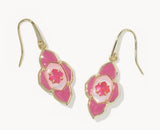 KENDRA SCOTT- Abbie Gold Medallion Small Drop Earrings in Hot Pink Mix