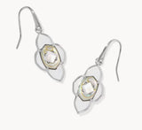 KENDRA SCOTT- Abbie Rhodium Medallion Small Drop Earrings in White Mix