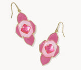 KENDRA SCOTT- Abbie Gold Medallion Drop Earrings in Hot Pink Mix