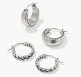 KENDRA SCOTT- Gabriella Huggie Set Earrings in Vintage Silver