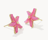 KENDRA SCOTT- Parker Gold Starfish Stud Earrings in Bright Pink Mother of Pearl