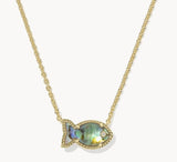 KENDRA SCOTT- Parker Gold Fish Pendant Necklace in Abalone Shell