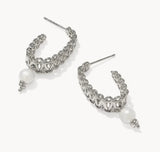 KENDRA SCOTT- Gabriella Vintage Silver Pearl Hoop Earrings