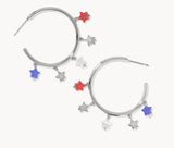 KENDRA SCOTT- Camila Rhodium Hoop Earrings in Red, White, Blue Mix