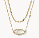 KENDRA SCOTT- Ophelia Gold Multi Stand Necklace in Iridescent Abalone
