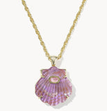 KENDRA SCOTT- Lucia Gold Shell Pendant Necklace in Light Mauve Illusion