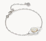 KENDRA SCOTT- Abbie Rhodium Medallion Delicate Chain Bracelet in White Mix