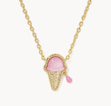 KENDRA SCOTT- Ice Cream Gold Pendant Necklace in Pastel Pink Mother of Pearl