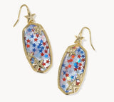 KENDRA SCOTT- Elle Gold Multi Star Drop Earrings in Red White Blue Illusion