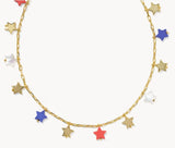 KENDRA SCOTT- Camila Gold Strand Necklace in Red White Blue Mix