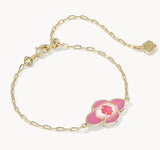 KENDRA SCOTT- Abbie Gold Medallion Delicate Chain Bracelet in Hot Pink Mix