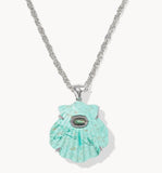 KENDRA SCOTT- Lucia Rhodium Shell Pendant Necklace in Sea Green Chryscl