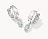 KENDRA SCOTT- Mini Ellie Wide Huggie in Rhodium Green Lab Grown Opal