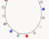 KENDRA SCOTT- Camila Rhodium Strand Necklace in Red White Blue Mix
