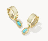 KENDRA SCOTT- Mini Ellie Wide Huggie in Gold Blue Lab Grown Opal