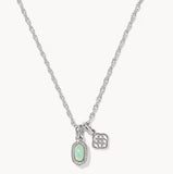 KENDRA SCOTT- Mini Elisa Dira Necklace in Rhodium Green Lab Grown Opal
