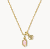 KENDRA SCOTT- Mini Elisa Dira Necklace in Gold Light Pink Lab Grown Opal