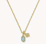 KENDRA SCOTT- Mini Elisa Dira Necklace in Gold Blue Lab Grown Opal