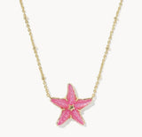 KENDRA SCOTT- Parker Starfish Pendant Necklace in Gold Bright Pink Mother of Pearl