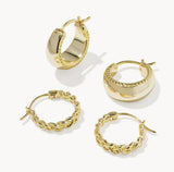 KENDDRA SCOTT- Gabriella Set Huggie Earring in Gold Metal
