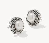 KENDRA SCOTT- Gabriella Pearl Stud Earring in Vintage Silver Freshwater Cultured Pearl