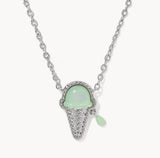KENDRA SCOTT- Ice Cream Pendant Necklace in Rhodium Mint Mother of Pearl