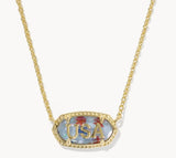 KENDRA SCOTT- Elisa USA Pendant Necklace in Gold Red White Blue Illusion
