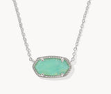 KENDRA SCOTT- Elisa Necklace in Rhodium Mint Iridescent Abalone