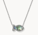KENDRA SCOTT- Parker Fish Pendant Necklace in Rhodium Abalone Shell