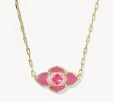 KENDRA SCOTT- Abbie Medallion Pendant Necklace in Gold Hot Pink Mix
