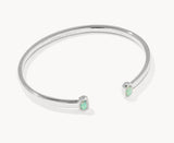 KENDRA SCOTT- Mini Elton Cuff Bracelet in Rhodium Green Lab Grown Opal