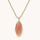 KENDRA SCOTT- Ophelia Large Long Pendant Necklace in Gold Burnt Orange Mother of Pearl