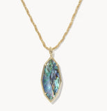 KENDRA SCOTT- Ophelia Large Long Pendant Necklace in Gold Abalone Shell